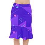 Purple Geometric Abstraction, Purple Neon Background Short Mermaid Skirt