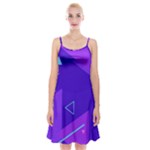 Purple Geometric Abstraction, Purple Neon Background Spaghetti Strap Velvet Dress