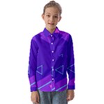 Purple Geometric Abstraction, Purple Neon Background Kids  Long Sleeve Shirt