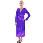 Purple Geometric Abstraction, Purple Neon Background Velvet Maxi Wrap Dress
