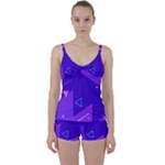 Purple Geometric Abstraction, Purple Neon Background Tie Front Two Piece Tankini