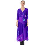 Purple Geometric Abstraction, Purple Neon Background Button Up Boho Maxi Dress