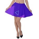 Purple Geometric Abstraction, Purple Neon Background Velvet Skater Skirt