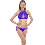 Purple Geometric Abstraction, Purple Neon Background Cross Front Halter Bikini Set