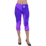 Purple Geometric Abstraction, Purple Neon Background Lightweight Velour Capri Leggings 