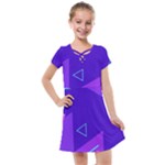 Purple Geometric Abstraction, Purple Neon Background Kids  Cross Web Dress