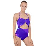 Purple Geometric Abstraction, Purple Neon Background Scallop Top Cut Out Swimsuit