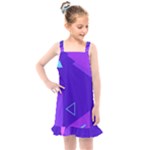 Purple Geometric Abstraction, Purple Neon Background Kids  Overall Dress