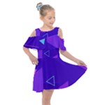 Purple Geometric Abstraction, Purple Neon Background Kids  Shoulder Cutout Chiffon Dress