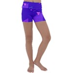 Purple Geometric Abstraction, Purple Neon Background Kids  Lightweight Velour Yoga Shorts