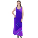 Purple Geometric Abstraction, Purple Neon Background Sleeveless Velour Maxi Dress