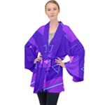 Purple Geometric Abstraction, Purple Neon Background Long Sleeve Velvet Kimono 