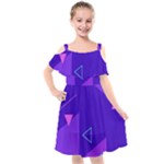Purple Geometric Abstraction, Purple Neon Background Kids  Cut Out Shoulders Chiffon Dress