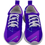 Purple Geometric Abstraction, Purple Neon Background Kids Athletic Shoes
