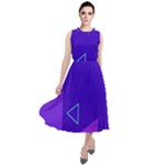 Purple Geometric Abstraction, Purple Neon Background Round Neck Boho Dress