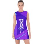 Purple Geometric Abstraction, Purple Neon Background Lace Up Front Bodycon Dress