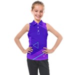 Purple Geometric Abstraction, Purple Neon Background Kids  Sleeveless Polo T-Shirt