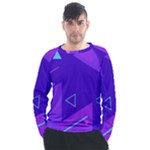Purple Geometric Abstraction, Purple Neon Background Men s Long Sleeve Raglan T-Shirt