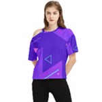 Purple Geometric Abstraction, Purple Neon Background One Shoulder Cut Out T-Shirt