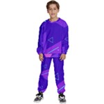 Purple Geometric Abstraction, Purple Neon Background Kids  Sweatshirt set