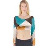 Retro Colored Abstraction Background, Creative Retro Long Sleeve Crop Top