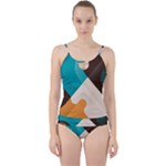 Retro Colored Abstraction Background, Creative Retro Cut Out Top Tankini Set