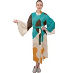 Retro Colored Abstraction Background, Creative Retro Maxi Velvet Kimono