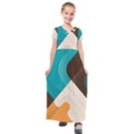 Retro Colored Abstraction Background, Creative Retro Kids  Short Sleeve Maxi Dress