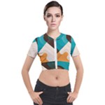 Retro Colored Abstraction Background, Creative Retro Short Sleeve Cropped Jacket