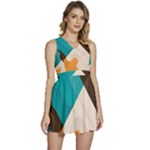 Retro Colored Abstraction Background, Creative Retro Sleeveless High Waist Mini Dress