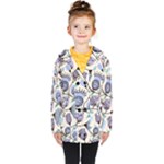 Retro Texture With Birds Kids  Double Breasted Button Coat
