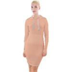 Peach Fuzz 2024 Quarter Sleeve Hood Bodycon Dress