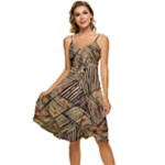 Abstract Geometric Pattern, Abstract Paper Backgrounds Sleeveless Tie Front Chiffon Dress