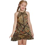 Abstract Geometric Pattern, Abstract Paper Backgrounds Kids  Halter Collar Waist Tie Chiffon Dress