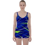 Abstract Lightings, Grunge Art, Geometric Backgrounds Tie Front Two Piece Tankini