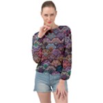 Texture, Pattern, Abstract Banded Bottom Chiffon Top