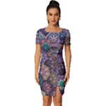Texture, Pattern, Abstract Fitted Knot Split End Bodycon Dress