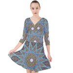 Tile, Geometry, Pattern, Points, Abstraction Quarter Sleeve Front Wrap Dress