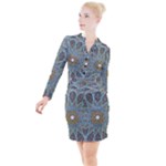 Tile, Geometry, Pattern, Points, Abstraction Button Long Sleeve Dress