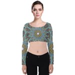 Tile, Geometry, Pattern, Points, Abstraction Velvet Long Sleeve Crop Top