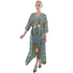 Tile, Geometry, Pattern, Points, Abstraction Quarter Sleeve Wrap Front Maxi Dress