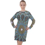 Tile, Geometry, Pattern, Points, Abstraction Long Sleeve Hoodie Dress