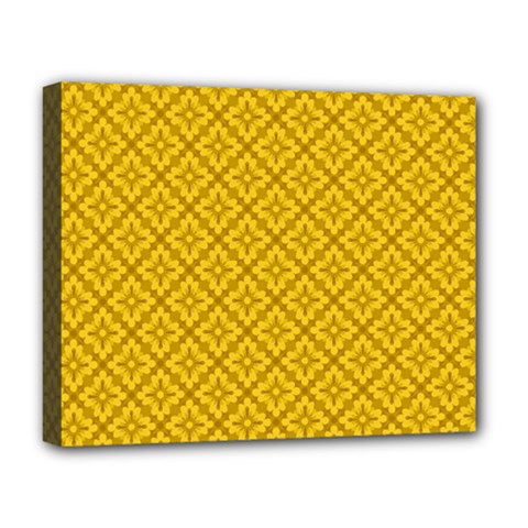 Yellow Floral Pattern Vintage Pattern, Yellow Background Deluxe Canvas 20  x 16  (Stretched) from UrbanLoad.com