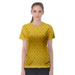 Yellow Floral Pattern Vintage Pattern, Yellow Background Women s Sport Mesh T-Shirt