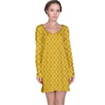 Yellow Floral Pattern Vintage Pattern, Yellow Background Long Sleeve Nightdress