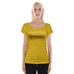 Yellow Floral Pattern Vintage Pattern, Yellow Background Cap Sleeve Top
