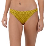 Yellow Floral Pattern Vintage Pattern, Yellow Background Band Bikini Bottoms