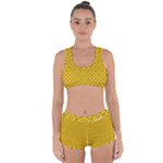 Yellow Floral Pattern Vintage Pattern, Yellow Background Racerback Boyleg Bikini Set
