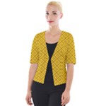 Yellow Floral Pattern Vintage Pattern, Yellow Background Cropped Button Cardigan