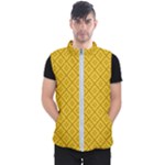 Yellow Floral Pattern Vintage Pattern, Yellow Background Men s Puffer Vest